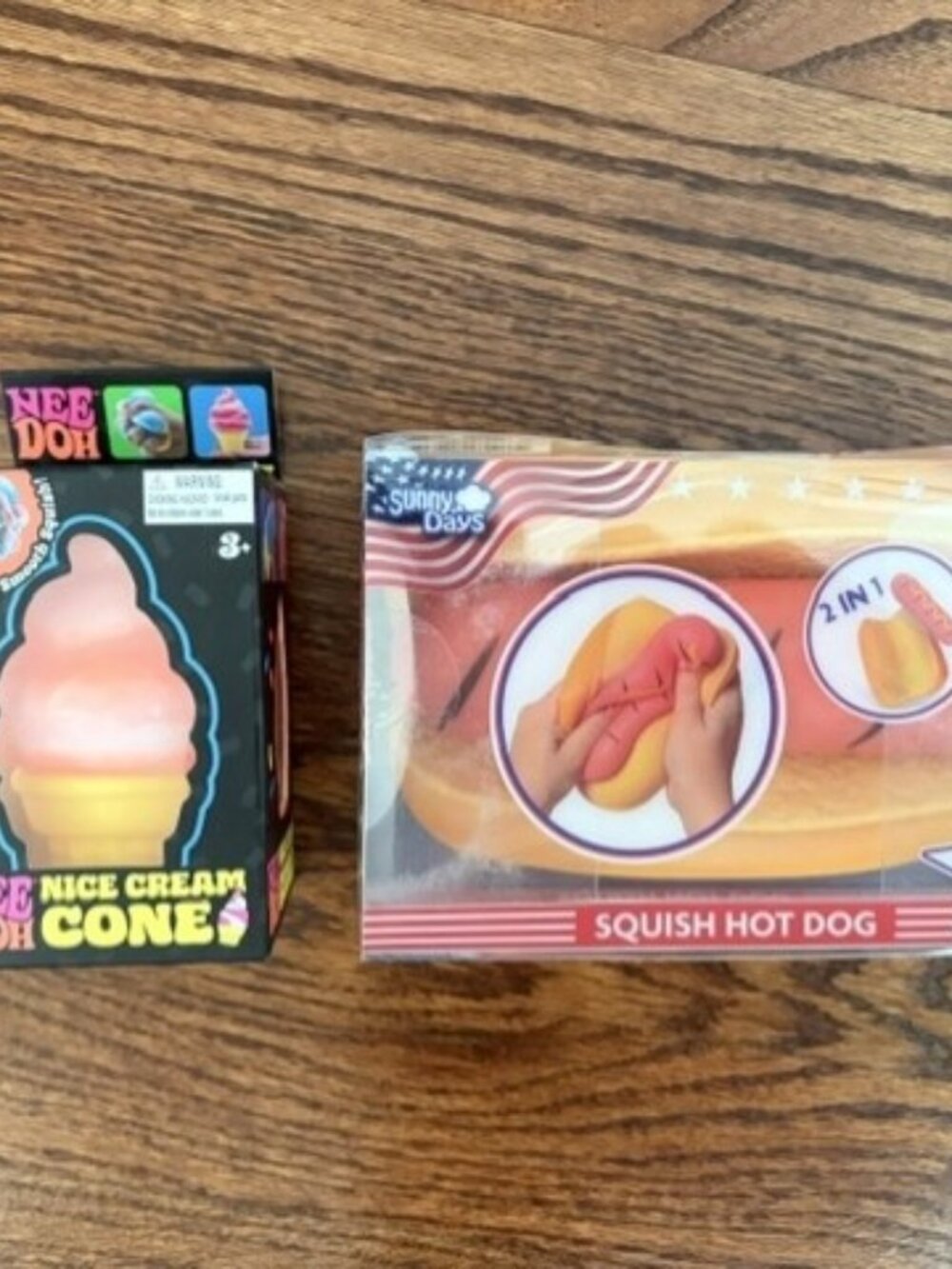 NeeDoh Orange Cone & Jumbo Hot Dog Squishy Sensory Fidget Toy Bundle
